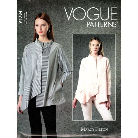 Vogue V1784 Misses L to XXL Marcy Tilton Shirts Uncut Sewing Pattern New - Picture 1 of 2